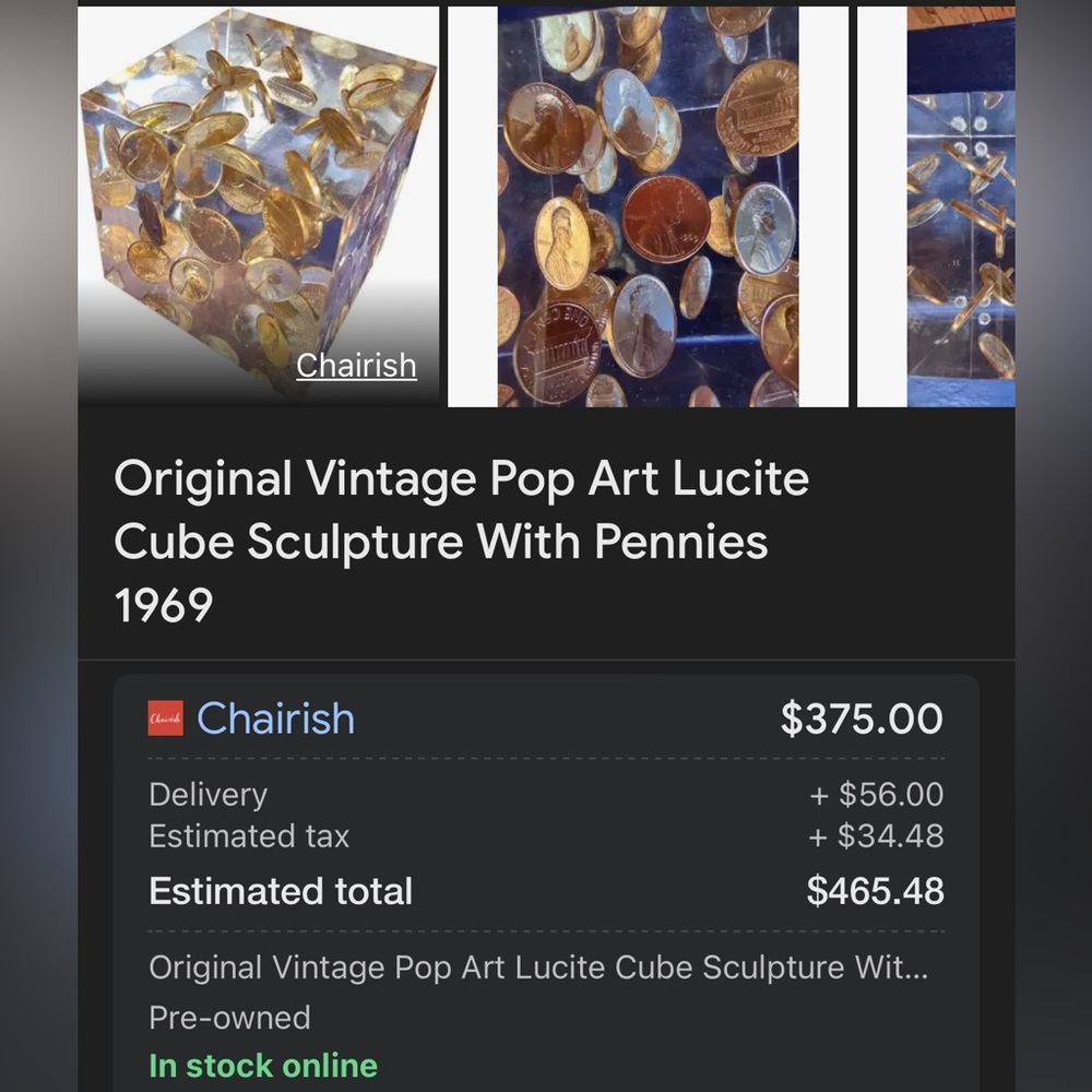 Art Deco Pennies in Lucite